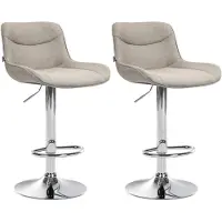 DELUKE Barhocker 2er Set TAMPA - Taupe, Stoff, Chrom | Barhocker mit Lehne Barstuhl Tresenhocker Tresenstuhl Kneipenhocker Kneipenstuhl