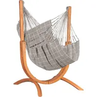 LA SIESTA Hängesessel Udine Outdoor Almond - wetterresistent mit Eucalyptus-Gestell