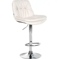 DELUKE Barhocker MITUN - Kunstleder Weiß 46x54x92 cm Silber | Barstuhl Höhenverstellbar Mit Lehne Drehbar Tresenhocker Tresenstuhl Kneipenhocker Kneipenstuhl