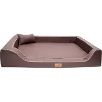Tierlando Orthopädisches LUXUS-Hundebett MELODY LATEX Anti-Haar Kunstleder - Größe: 100x75cm | Farbe: 01 Braun