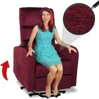 Mendler Fernsehsessel MCW-K62, Sessel Relaxsessel TV-Sessel, Liegefunktion Aufstehhilfe elektrisch, Metall Chenille bordeaux