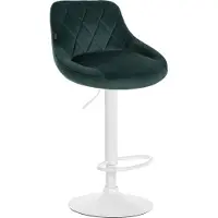 DELUKE Barhocker FALON - Samt Dunkelgrün 46x49x83 cm Weiß | Barstuhl Mit Lehne Drehbar Tresenhocker Tresenstuhl Kneipenhocker Kneipenstuhl