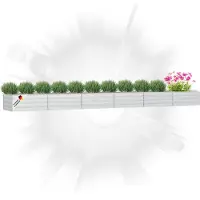 DELUKE Hochbeet für Garten OSKAR Silber | 600x80x45cm | Verzinkter Stahl | Wetterfest | Gartenbeet Kräuterbeet Blumenbeet Beet hoch Frühbeet für Garten Gemüsebeet