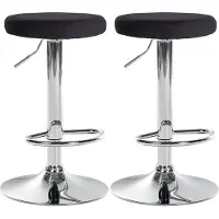 CLP 2er Set Barhocker Ponte Samt höhenverstellbar und drehbar schwarz Material Gestell Metall in Chromoptik