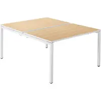 Paper Flow PAPERFLOW easyDesk Doppelschreibtisch buche rechteckig, 4-Fuß-Gestell weiß 140,0 x 166,0 cm