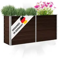 DELUKE Hochbeet für Garten OSKAR Braun | 160x40x77cm | Verzinkter Stahl | Wetterfest | Gartenbeet Kräuterbeet Blumenbeet Beet hoch Frühbeet für Garten Gemüsebeet