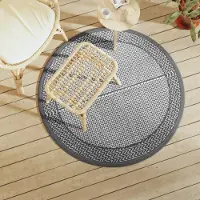 vidaXL Möbel Outdoor-Teppich ARAKIL Grau Ø120 cm PP - Outdoorteppiche &40339