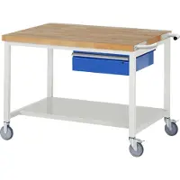 RAU Fahrbare Werkbank 8001, B1250xT900xH880mm, Ablageboden-MT, 1x Schublade-TA