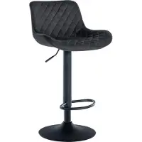 DELUKE Barhocker POVAN - Samt Schwarz 48x54x81 cm | Barstuhl Mit Lehne Tresenhocker Tresenstuhl Kneipenhocker Kneipenstuhl