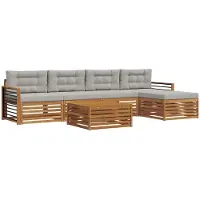 vidaXL Outdoor-Sofagarnitur 6 stk. Natürlich und Hellgrau