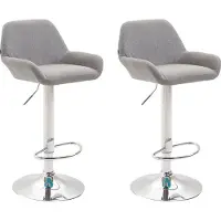 DELUKE Barhocker 2er Set DUBLIN - Grau, Stoff, Chrom | Barhocker mit Lehne Barstuhl Tresenhocker Tresenstuhl Kneipenhocker Kneipenstuhl