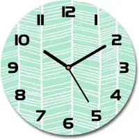 Tulup Wanduhr aus Glas 30fi Glasbild Glasuhr Gehärtetes Glas - schwarze-zeiger - Herringbone pattern