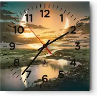 ARTTOR Wanduhr - Quadrat - Glasuhr - natur natur - 30x30cm - Schleichendes Uhrwerk - Lautlos - zum Aufhängen bereit - Dekoration Modern - Wanddekoration aus Glas - C4AC30x30-4042