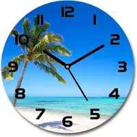 Tulup Wanduhr aus Glas 30fi Glasbild Glasuhr Gehärtetes Glas - schwarze-zeiger - Tropical beach