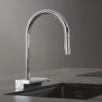 Hansgrohe Küchenarmatur Aquno Einhebel Küchenarmatur mit ausziehbarem Auslauf, Armatur Küche (Warmwasserarmatur & Kaltwasserarmatur, Kaltwassserhahn