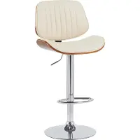 CLP Barhocker Clawson Kunstlederbezug Bugholz höhenverstellbar und drehbar | Farbe walnuss/creme Gestell Farbe chrom