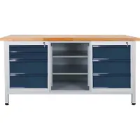 Proregal Werkbank Giant Rhino mit 7 Schubladen + Regalfach | HxBxT 84x170x60cm | Traglast 500kg | Lichtgrau/Anthrazitgrau