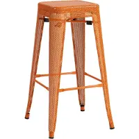 DELUKE Barhocker SEOUL - Orange, Metall | Barhocker ohne Lehne Barstuhl Tresenhocker Tresenstuhl Kneipenhocker Kneipenstuhl