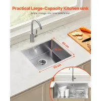 Vevor Küchenspüle Einbauspüle Spülbecken 50 x 43 x 19 cm aus Edelstahl Spülen Unterbauspülen, Einzelbecken mit Zubehör, Haushaltsspülbecken für Wohnmobil Vorbereitungsküche Bar