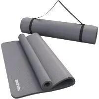 Gorilla Sports Yogamatte - 190x60x1,5 cm, mit Tragegurt, , Rutschfest, Grau - Gymnastikmatte, Fitnessmatte, Sportmatte, Trainingsmatte, Übungsmatte