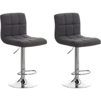 DELUKE 2er Set Barhocker REZAR - Stoff Hellgrau 46x47x94 cm Silber | Barstuhl Höhenverstellbar Mit Lehne Drehbar Tresenhocker Tresenstuhl Kneipenhocker