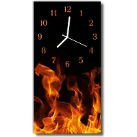 Tulup Glasuhr Wanduhr Küchenuhr Echt-Glas 30x60 Feuer Mehrfarbig