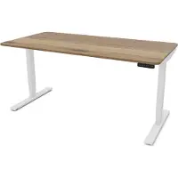 Assmann Elektrisch höhenverstellbarer Schreibtisch Y-Line Curved Eiche Tabak Weiß, 160x80cm, Memoryfunktion, 2-fach-Motorik