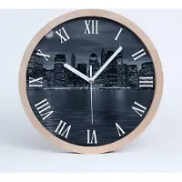 Tulup Holzuhr 30fi cm wanduhr - weiße Spitzen - new york Nacht