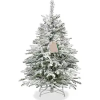 Springos Premium Weihnachtsbaum 120 cm, schneebedeckte Tanne wie echt — 140 Spitzen, stabiler Metallständer, Christbaum mit Schneeoptik