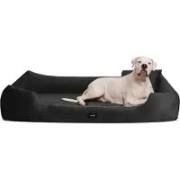 Tierlando Orthopädisches Hundebett VINCENT High-Tech-Velours (Triton) und Cord - Größe: 130x100cm | Farbe: 03 Schwarz