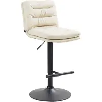 DELUKE Barhocker TURIN - Creme, Kunstleder, Schwarz | Barhocker mit Lehne Barstuhl Tresenhocker Tresenstuhl Kneipenhocker Kneipenstuhl