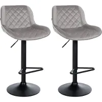 DELUKE 2er Set Barhocker KUHAR - Samt Grau 50x52x84 cm | Barstuhl Höhenverstellbar Mit Lehne Drehbar Tresenhocker Tresenstuhl Kneipenhocker Kneipenstuhl
