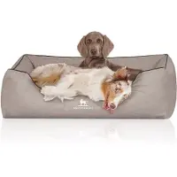 Knuffelwuff orthopädisches Kunstleder Hundebett Rockland XL 105 x 75cm hellgrau