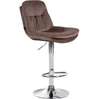DELUKE Barhocker MITUN - Samt Braun 46x54x94 cm Silber | Barstuhl Höhenverstellbar Mit Lehne Drehbar Tresenhocker Tresenstuhl Kneipenhocker Kneipenstuhl