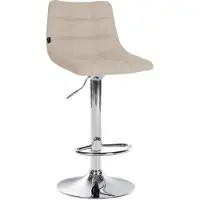 DELUKE Barhocker DUBAI - Creme, Stoff, Chrom | Barhocker mit Lehne Barstuhl Tresenhocker Tresenstuhl Kneipenhocker Kneipenstuhl