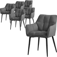 ML-Design 6x Esszimmerstuhl aus Frotteestoff, Dunkelgrau, mit dickem gepolsterter Sitz