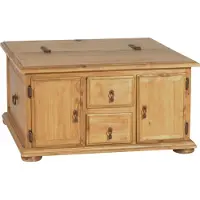 MiaMöbel Truhentisch Mexico Möbel 90x90 cm Landhausstil Massivholz Pinie Honig