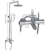 GreatDEshop2021 Regendusche Duschsäule Duchset Silber Duschsystem Metall Thermostat Duscharmatur mit Handbrause