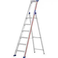 Hymer Stufenstehleiter mit Plattform, einseitig begehbar, 6 Stufen, senkr. Höhe 2,02 m, Reichhöhe 3,37 m, Gewicht 8,2 kg