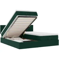 vidaXL Ottoman-Bett mit Matratzen & LEDs Dunkelgrün 200x200 cm Samt