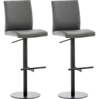 DELUKE 2er Set Barhocker DIVER - Kunstleder Grau 40x49x93 cm Schwarz | Barstuhl Höhenverstellbar Mit Lehne Drehbar Tresenhocker Tresenstuhl Kneipenhocker