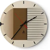 ARTTOR Wanduhr - Rund - Glasuhr - Abstraktion Geometrisch Boho - 40x40cm - Schleichendes Uhrwerk - Lautlos - zum Aufhängen bereit - Dekoration Modern - Wanddekoration aus Glas - C3AR40x40-4826