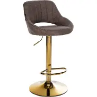 CLP Barhocker Milet Stoffbezug höhenverstellbar drehbar mit Rückenlehne - braun Gestell Farbe gold
