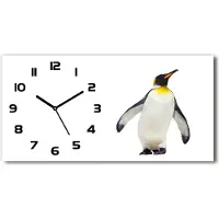 Tulup Wanduhr aus Glas – 60x30 cm - Glasbild - Glasuhr - Gehärtetes Glas - schwarze-zeiger - Pinguin
