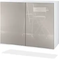 Vladon Kommode Skadu V3, Moderner Küchenschrank mit 2 großen Türen Weiß matt / Sandgrau Hochglanz (92,5 x 73.5 x 35)