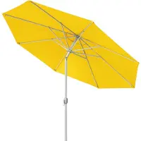Paramondo Sonnenschirm 3,5m rund gelb Garten Balkon knickbar mit Kurbel UV-Schutz Gestell silber interpara