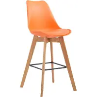 DELUKE 2er Set Barhocker GIKAR - Kunststoff Orange 48x56x112 cm | Barstuhl Mit Lehne Tresenhocker Tresenstuhl Kneipenhocker Kneipenstuhl