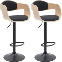 CLP 2er Set Barhocker Kingston höhenverstellbar drehbar mit schwarzem Metallgestell natur/schwarz Material Stoff