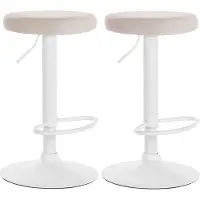CLP 2er Set Barhocker Ponte Samt höhenverstellbar und drehbar creme Material Gestell Metall matt weiss