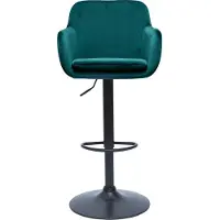 Miliboo - Barhocker höhenverstellbar aus petrolblauem Samt und schwarzem Metall (2er-Set) AMIKA